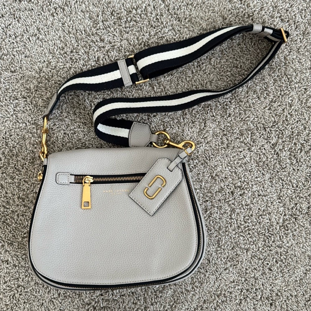 Marc Jacobs Gray Crossbody Bag with Gold Accents